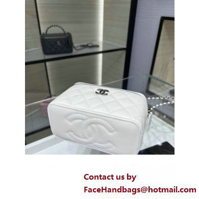 chanel Shiny Crumpled Calfskin, Strass  &  Ruthenium-Finish Metal Clutch with Chain AP3593 white 2023